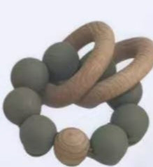 The Little Kind Silicone & Wood Teething Ring – Olive Grove