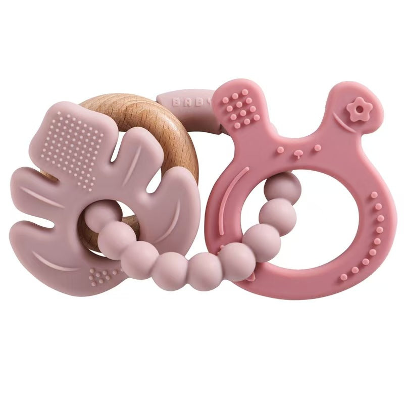 The Little Kind Silicone Textured Teething Ring - Rosewood