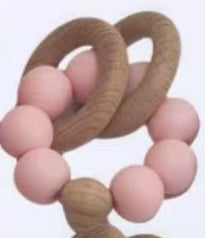 The Little Kind Silicone & Wood Teething Ring – Petal Pink