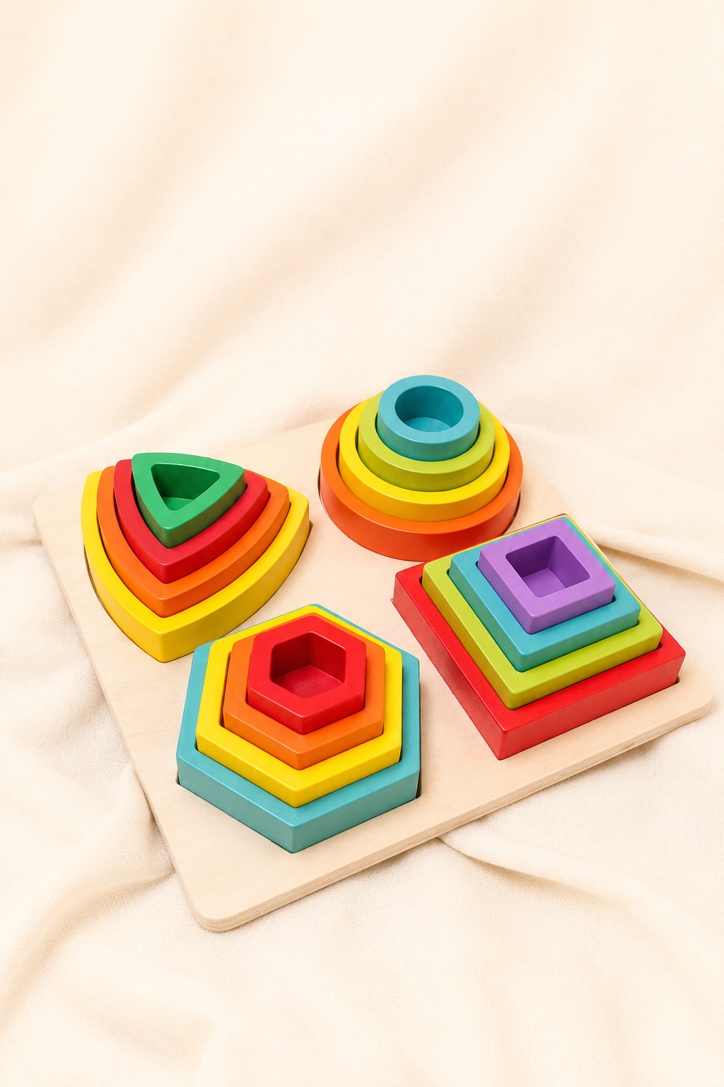 Colourful geometric stacking toy