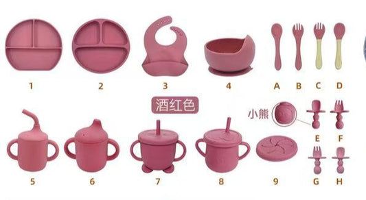 The Little Kind Silicone & Stainless Steel Feeding Set – Rosewood