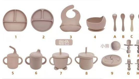 The Little Kind Silicone & Stainless Steel Feeding Set – Oatmilk