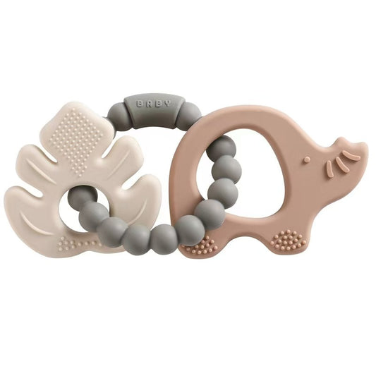 The Little Kind Silicone Textured Teething Ring - Oatmilk