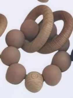 The Little Kind Silicone & Wood Teething Ring – Oatmilk