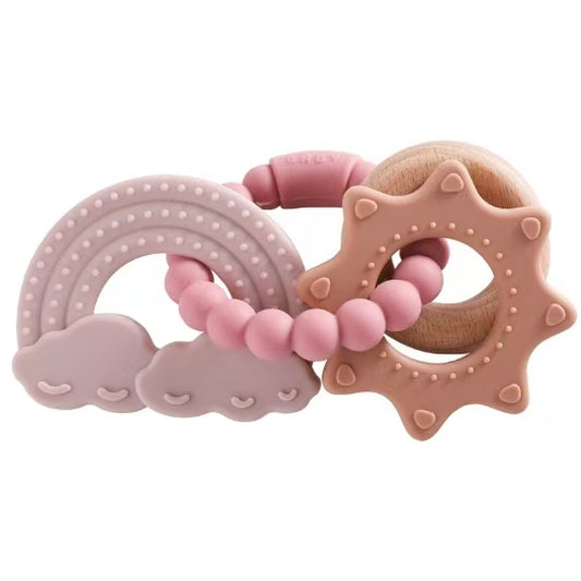 The Little Kind Silicone Textured Teething Ring - Petal Pink